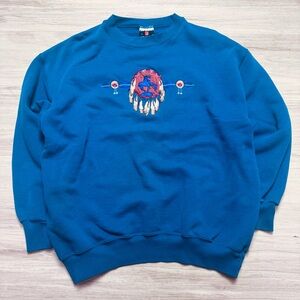 Vintage 90s Tahquamenon Native American Dream Catcher Sweatshirt Signal Habitat